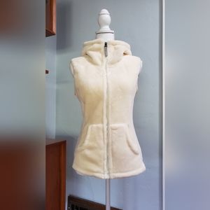 Bench Hooded Faux Fur Vest, Size S, Cream/White